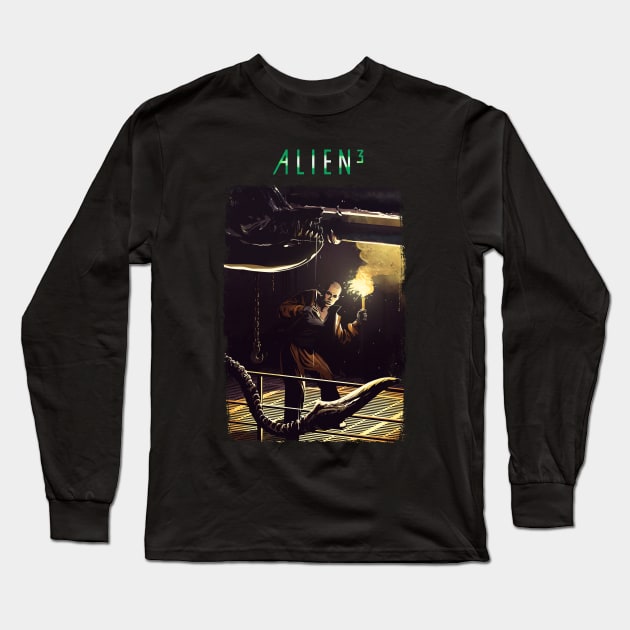 Alien 3. Ripley and the Xenomorph Long Sleeve T-Shirt by KAENKODI